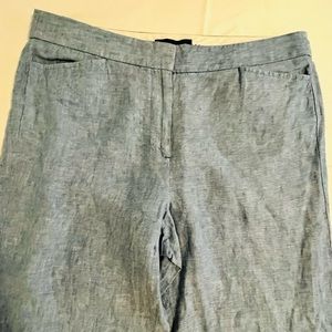 Talbots Women’s 100% Ladies Linen Capri Pants Wide Leg Light Blue Size 8